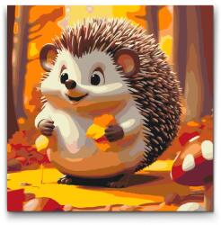  Festés számok szerint - Aranyos süni Méret: 50x50cm, Keretezés: Kerek kartonlap