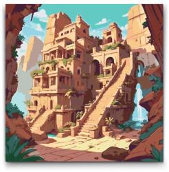  Festés számok szerint - Templom a dzsungelben Méret: 50x50cm, Keretezés: Kerek kartonlap