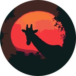  Festés számok szerint - Zsiráf piros holddal Méret: 50x50cm, Keretezés: Kerek kartonlap