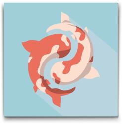  Festés számok szerint - Jin-jang koi ponty Méret: 50x50cm, Keretezés: Kerek kartonlap