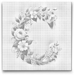 PontPöttyöző - C betű - Virágminta Méret: 50x50cm, Keretezés: Kerek kartonlap, Szín: Fekete