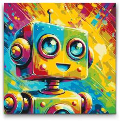  Festés számok szerint - Cuki robot színekben Méret: 50x50cm, Keretezés: Kerek kartonlap