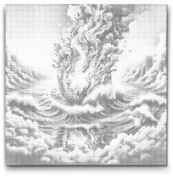 PontPöttyöző - Robbanás Méret: 50x50cm, Keretezés: Kerek kartonlap, Szín: Fekete