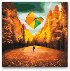 Festés számok szerint - Sárkányeregetés az erdő közepén Méret: 50x50cm, Keretezés: Kerek kartonlap