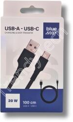 Blue Star USB-A - USB-C töltő kábel, fekete ( 1m, 20W)