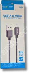 YOOUP L07A töltő kábel, USB-A - Micro USB, fekete (2m, 2.4A) (6,94201E+12)