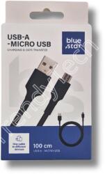 Blue Star USB-A - Micro USB, töltő kábel, fekete (1m)