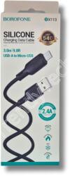 BOROFONE BX113 töltő kábel, USB-A - Micro USB, fekete (3m, 2.4A)
