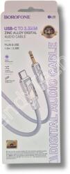 BOROFONE BL22 AUX (USB-C/Jack) kábel 1m, fehér
