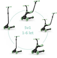 Qplay Roller / futóbicikli Sema Evo LED lámpákkal Jade Green, életkor 1 - 6 év, legfeljebb 50 kg - vitalcafe