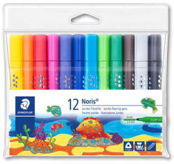 STAEDTLER Filctoll készlet, 3 mm, háromszögletű, kimosható, STAEDTLER "Noris® jumbo 328-B", 12 különböző szín - papir-bolt