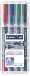 STAEDTLER "Lumocolor Duo" alkoholos marker F/M, 0, 6/1, 5 mm kúpos kétvégű 4 különböző szín (348 WP4) (348 WP4) (348 WP4)