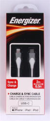 Energizer USB kábel, USB-C - Lightning (Apple), 2m, ENERGIZER, fehér