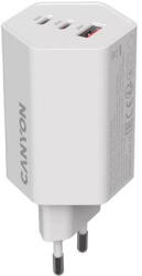 CANYON Hálózati töltő, 1xUSB-A, 2xUSB-C, 65W, CANYON " Hexagon 65" , fehér