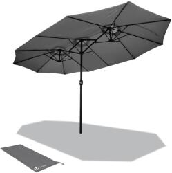 VOUNOT Umbrela dubla cu manivela, umbrela de soare de piata umbrela de gradina umbrela de soare de terasa, protectie solara, 460 x 270 cm, gri (3483159822436)