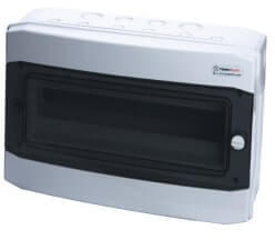 TEHNOPLAST Falon kívüli kiselosztó doboz, D sorozat, 18 modulos, átlátszó ajtó, 1 soros, 319x383x142 mm, IP65 THP-N18D (THP-N18D)