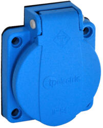 TP Electric Beépíthető műanyag dugalj csapfedeles kék 16A gyorscsatlakozóval (40db/doboz, 4db/cs) 3101-334-0900 (3101-334-0900)