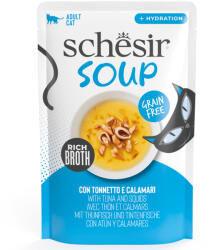 Schesir 12x40g Schesir Cat Soup tonhal & tintahal étrend-kiegészítő eledel macskáknak