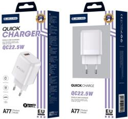 Jellico fali töltő A77 22, 5W 1xUSB QC3.0 + kábel Lightning Fehér