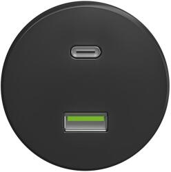 Kliklap - Priză USB retro A+C fără ramă, antracit (KA0083)