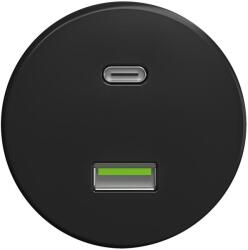 Kliklap - Priză USB retro A+C fără ramă, neagră (KA0071)