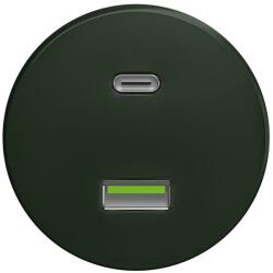 Kliklap - Priză USB retro A+C fără ramă, verde (KA0091)