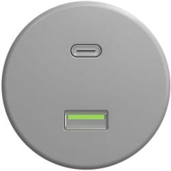 Kliklap - Priză USB retro A+C fără ramă, gri (KA0087)