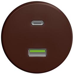 Kliklap - Priză USB retro A+C fără ramă, maro (KA0079)