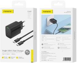 FONENG fali töltő EU65 PD 20W 1xUSB-C + kábel USB-C - USB-C Fekete