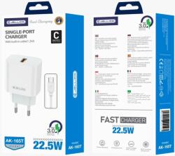 Jellico hálózati töltő AK165 22, 5W 1xUSB QC3.0 + kábel USB-C Fehér