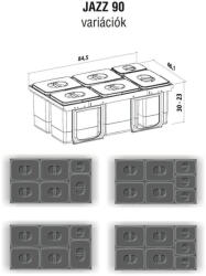 EKOTECH - Beépíthető hulladékgyűjtő JAZZ 90 - 4x12 liter+3x5 liter (qd-mk-93004162904)