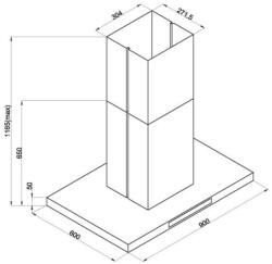 Davoline - Páraelszívó Square sziget 90 cm inox - pepita