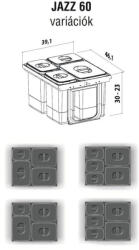 EKOTECH - Beépíthető hulladékgyűjtő JAZZ 60 - 3x12 liter+1x5 liter (qd-mk-93004162602)