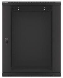 Lanberg 19" Fali Rack Szekrény - 15U, 600x600mm, Üvegajtós, Fekete
