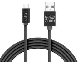 Delight USB Type-C töltőkábel 1m, fekete (55442C-BK) (55442C-BK) (MEN-GL-222767)