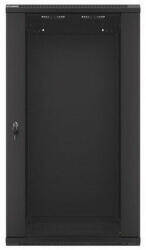 Lanberg WF01-6622-10B 19" 22U SZÉL: 600mm MÉLY: 600mm MAG: 1085mm lapraszerelt üvegajtós fekete fali rack szekrény (357313)