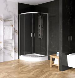 NEW TRENDY Suvia cabină cu cădiță 90x90 cm semicircular crom luciu/sticlă transparentă ZS-0034 (ZS0034)