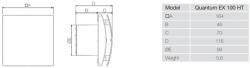 Aerauliqa Quantum EX-100 HT ventilátor utószellőztető, páraérzékelő és alapszellőztető funkcióval