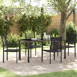 vidaXL 5 darabos kerti étkező szett Fekete PVC Rattan (VD3379166)
