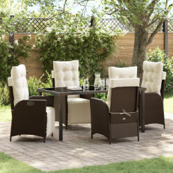 vidaXL 5 részes kert étkező szett Barna poly rattan (VD3380543)