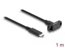 Delock SuperSpeed USB 10 Gbps (USB 3.2 Gen 2) USB Type-C apa-anya kábel panel-csatlakozójú 1m fekete (87824) (delock87824) (delock87824)