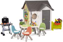 Smoby Házikó kis kertész részére grillezővel Garden House Life Smoby kivételesen bővíthető és virágtartók 24 hó-tól (SM810255-N)
