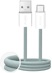 PURO Fabrik 2.0 10W USB-A - USB-C fonott kábel 1, 5m - zöld