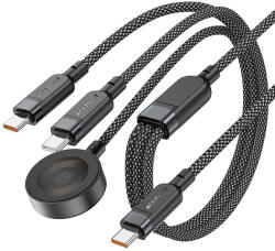 ACEFAST C6-11 USB-C 3 az 1-ben kábel - 2x USB-C / Qi 480Mb/s 100W 1.2m - fekete