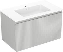 Mexen Rivel dulap baie 80 cm cu lavoar Otis, 1 sertar, canelat, gri mat/alb mat - 91A20-08047-1-BF62-W18M01 (91A20-08047-1-BF62-W18M01)