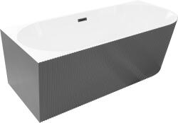 Mexen Silo cadă de baie freestanding unghiulară stânga, riflată 150 x 75 cm, albă/gri, preaplin negru - 52891507562L-70 (52891507562L-70)