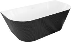 Mexen Oris cadă de baie freestanding montată pe perete, cu caneluri, 170 x 80 cm, alb/negru, cu preaplin alb - 52871708075-20 (52871708075-20)