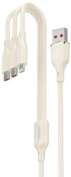 Dudao L7SE 3in1 USB-A - 2x USB-C / Lightning 66W kábel 1.2m - bézs