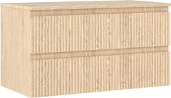 Mexen Rivel dulap de baie pentru lavoar 90 cm cu blat, 2 sertare, canelat, stejar - 91A20-09047-2-BFFC81 (91A20-09047-2-BFFC81)
