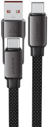 ACEFAST C13-04 USB-C - USB-A / USB-C kábel 480Mb/s 3A 1.2m - Fekete